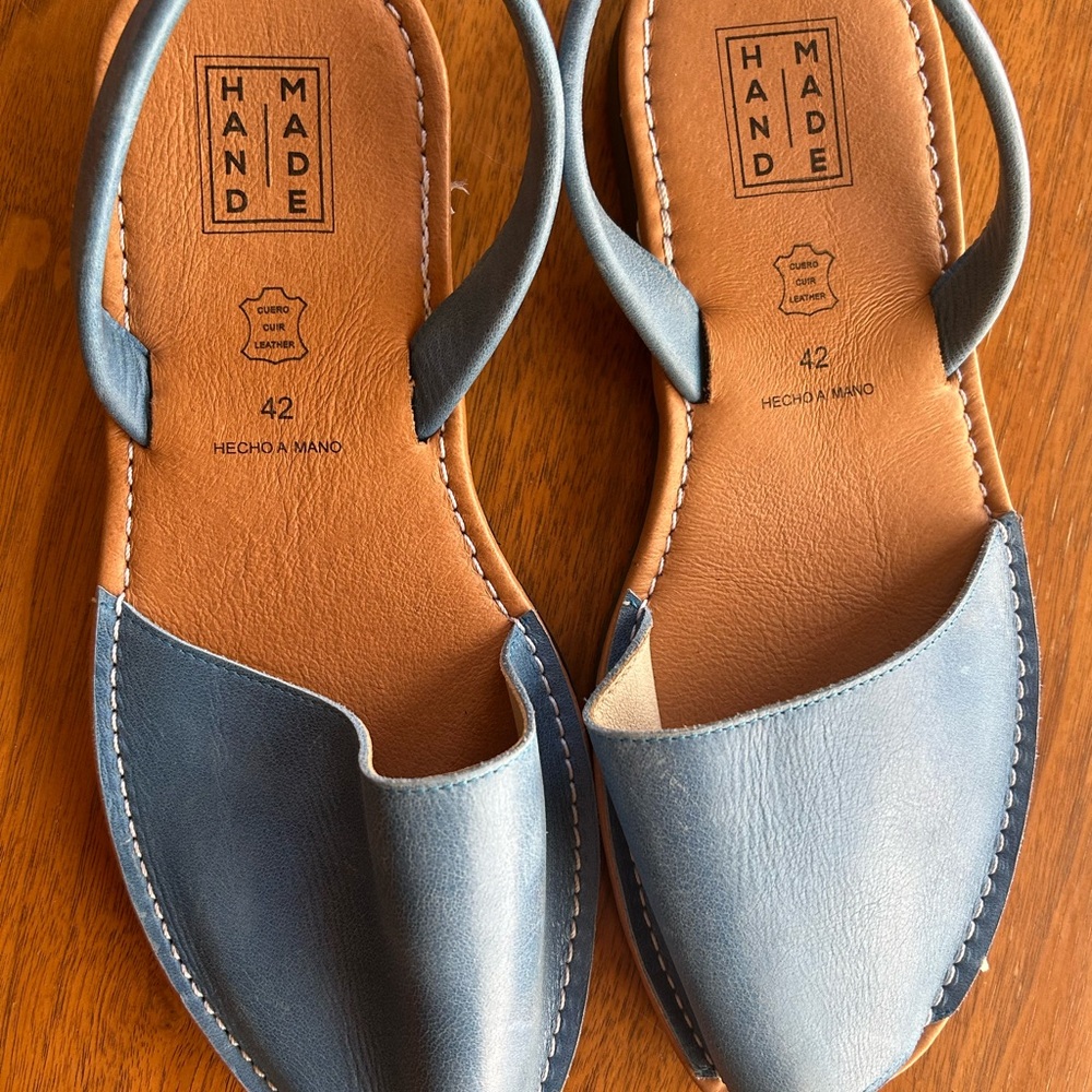 Handmade Spanish Blue Leather Women's Shoes